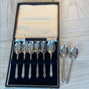 Vintage Silver Spoon Set with Case